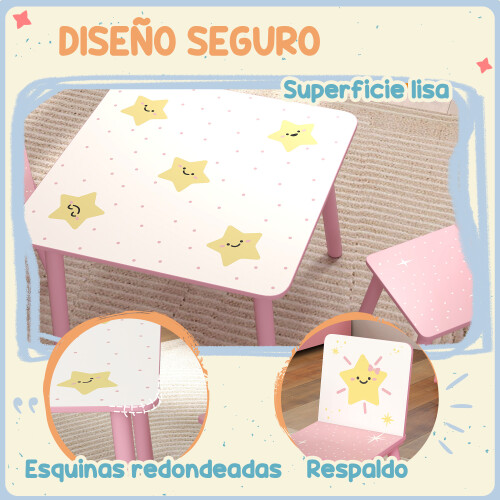 Mesa para Niño Rosa 60 x 60 x 44 cm 2
