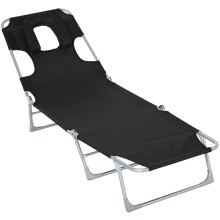 Tumbona Reclinable Negro 182 x 56 x 28 cm