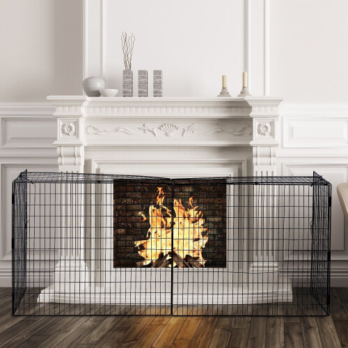 Homcom Protector de Chimenea Negro 160 x 44 x 68 cm 1