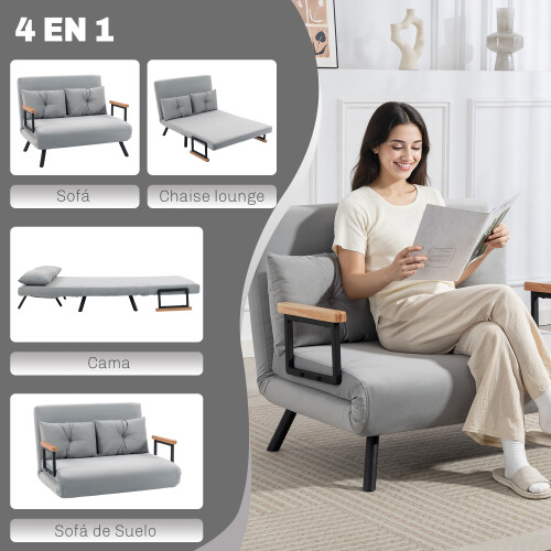 Homcom Sofá Cama Doble Gris 102 x 73 x 81 cm 1