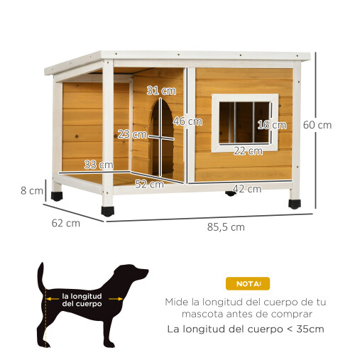 PawHut Casa para Perro Marrón 85.5 x 62 x 60 cm 2