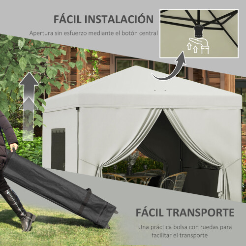 Outsunny Carpa Plegable Blanco 300 x 300 x 280 cm 1
