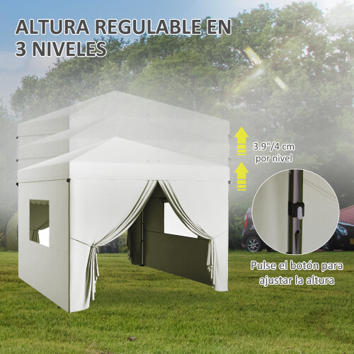 Outsunny Carpa Plegable Blanco 300 x 300 x 280 cm 2