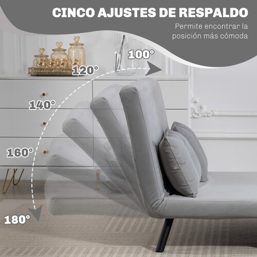 Homcom Sofá Cama Doble Gris 102 x 73 x 81 cm 2