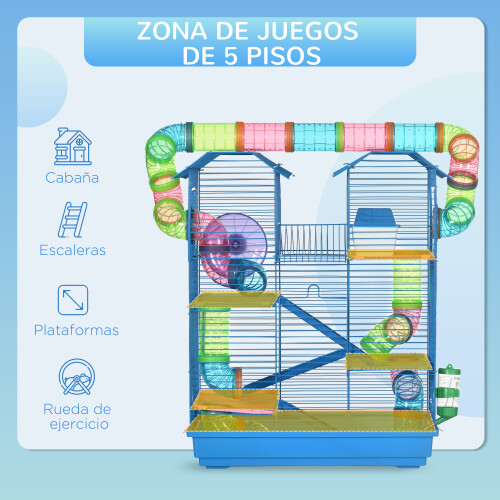 PawHut Jaula para Hámster Azul 47 x 30 x 59 cm 2