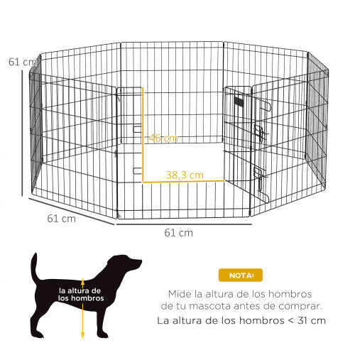 PawHut Parque para Perro Negro 61 x 61 cm 2