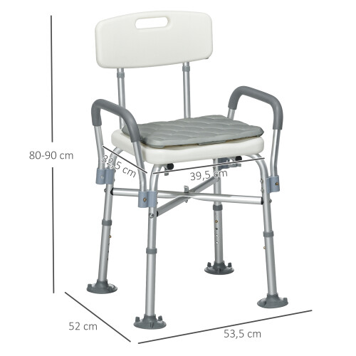 Homcom Silla de Ducha Gris 53.5 x 52 x 90 cm 1