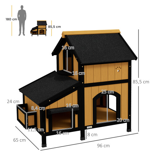 PawHut Casa para Gato Marrón 96 x 65 x 85.5 cm 2