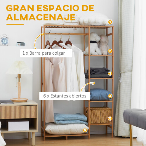 Homcom Perchero de Ropa Marrón 90 x 30 x 145 cm 1