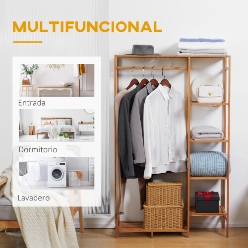 Homcom Perchero de Ropa Marrón 90 x 30 x 145 cm 2
