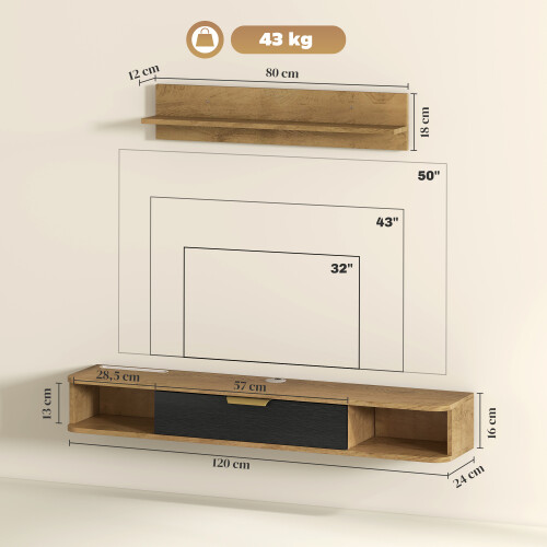 Homcom Mueble de Salón Marrón 120 x 24 x 16 cm 2