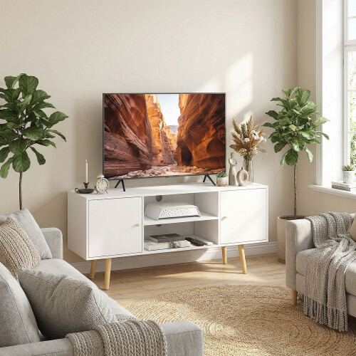 Homcom Mueble de TV Blanco 120 x 34 x 50 cm 1