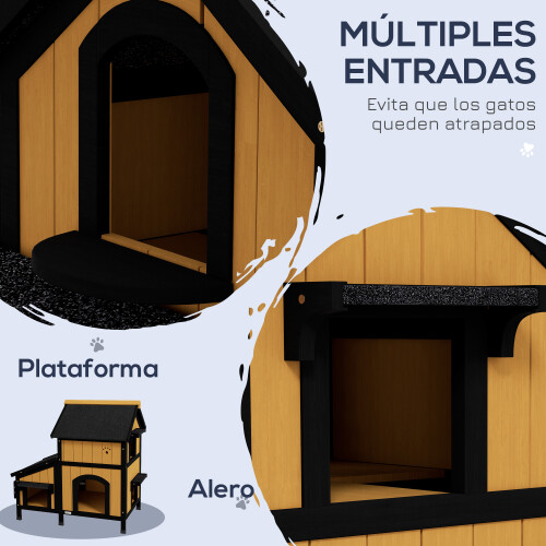 PawHut Casa para Gato Marrón 96 x 65 x 85.5 cm 1