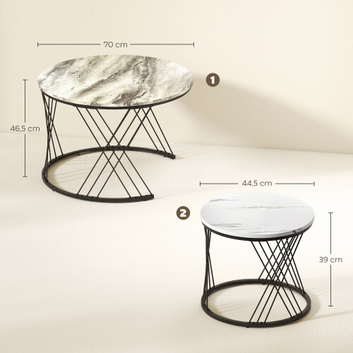 Homcom Mesas de Café Bicolor 70 x 70 x 46.5 cm 2