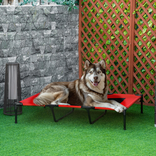 PawHut Cama Elevada para Perros Rojo 122 x 92 x 23 cm 1