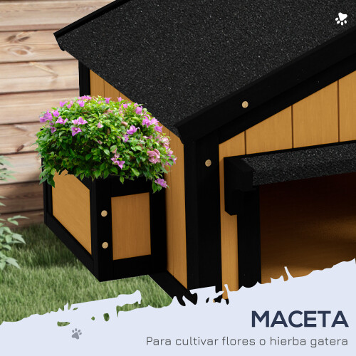 PawHut Casa para Gato Marrón 96 x 65 x 85.5 cm 2