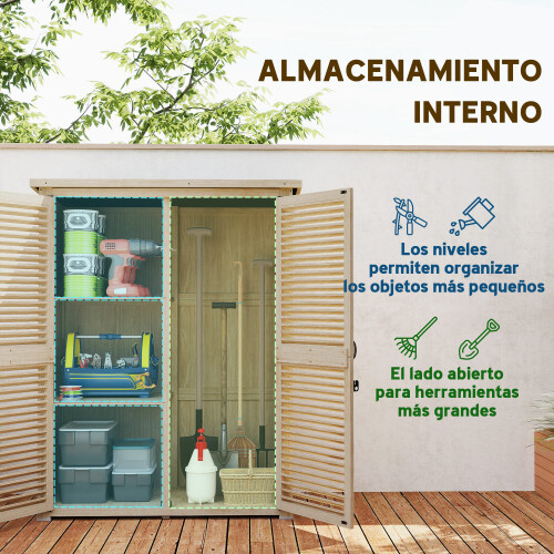 Outsunny Cobertizo de Madera Marrón 127 x 65 x 168 cm 2