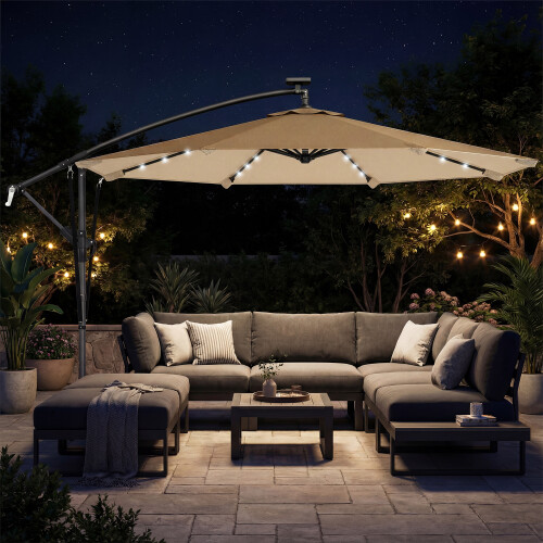 Outsunny Parasol Excéntrico Marrón 330 x 295 x 245 cm 1