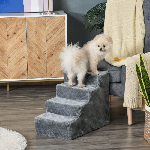 PawHut Escalera para Perro Gris 60 x 35 x 44 cm 1