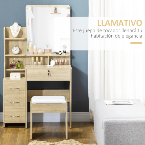 Homcom Tocador de Maquillaje Marrón 80 x 38 x 143 cm 1