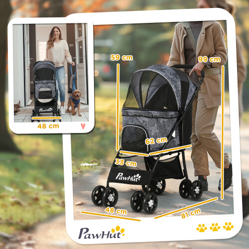 PawHut Cochecito para Perro Gris 81 x 48 x 99 cm 2