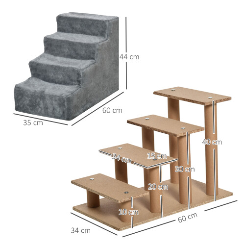 PawHut Escalera para Perro Gris 60 x 35 x 44 cm 2