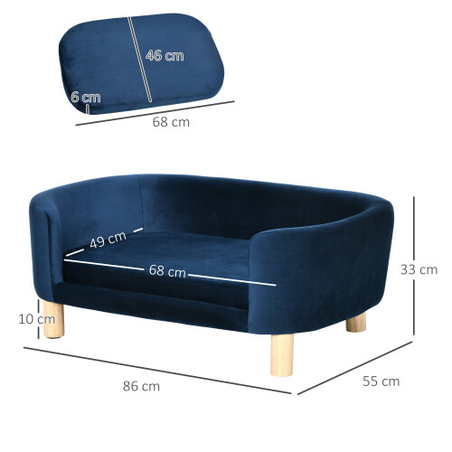 PawHut Sofá para Perro Azul 86 x 55 x 33 cm 2