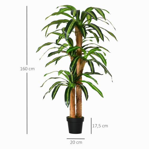 Outsunny Planta Dracaena Artificial Verde 20 x 20 x 160 cm 2