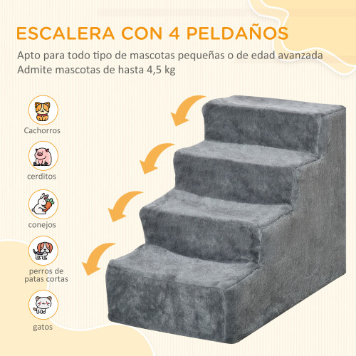 PawHut Escalera para Perro Gris 60 x 35 x 44 cm 1