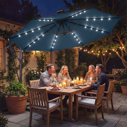 Outsunny Parasol Excéntrico Azul 380 x 345 x 256 cm 1