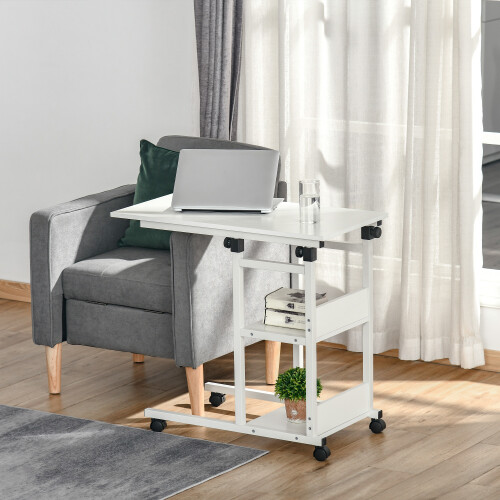 Homcom Mesa Auxiliar de Sofá Blanco 80 x 40 x 82 cm 1
