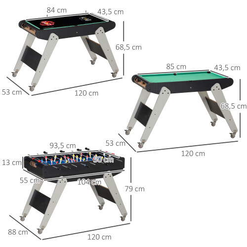 Homcom Mesa de Multijuego Negro 120 x 88 x 79 cm 2