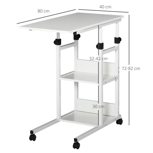 Homcom Mesa Auxiliar de Sofá Blanco 80 x 40 x 82 cm 2