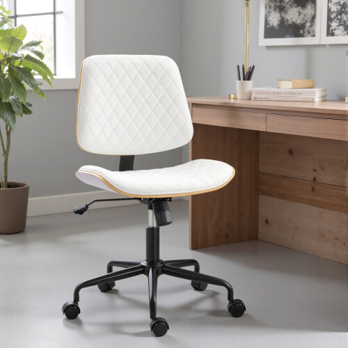 Homcom Silla de Escritorio Blanco 48.5 x 53 x 98 cm 1
