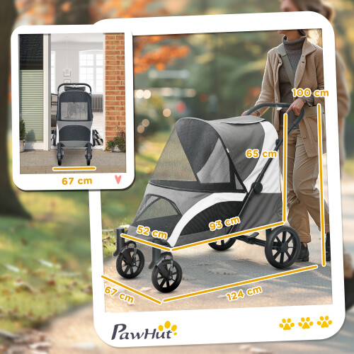 PawHut Carrito para Perro Gris 124 x 67 x 100 cm 1