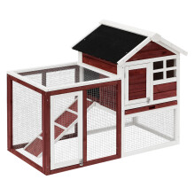 Conejera de Madera Exterior Rojo 123.5 x 62.6 x 92.5 cm
