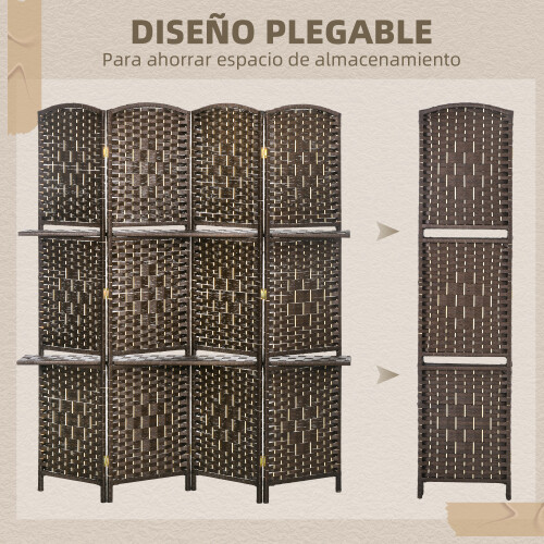 Homcom Biombo Marrón 160 x 1.6 x 170 cm 1