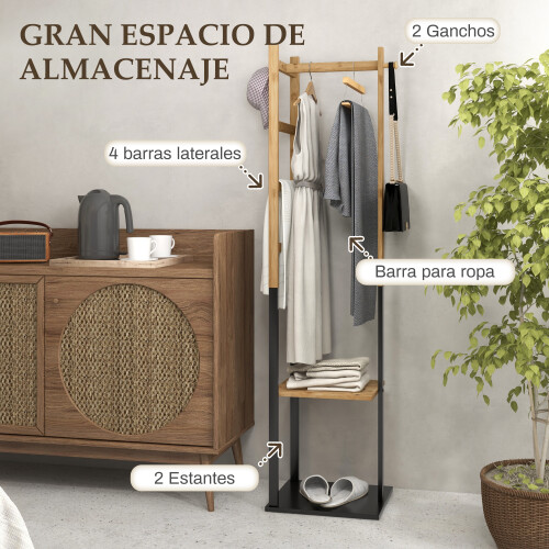 Homcom Perchero de Pie Bicolor 46 x 28.5 x 153.5 cm 2