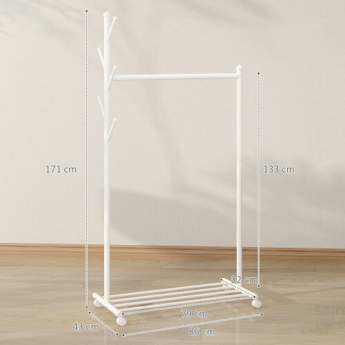 Homcom Burro para Ropa Blanco 86 x 43 x 171 cm 1