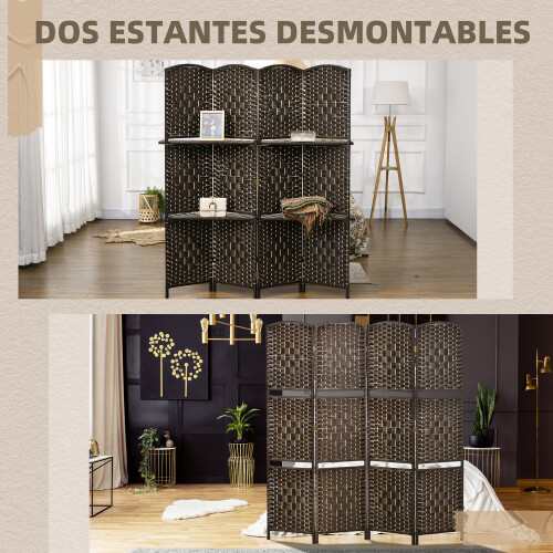 Homcom Biombo Marrón 160 x 1.6 x 170 cm 2