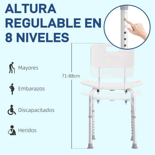 Homcom Silla de Ducha Blanco 43 x 50.6 x 88 cm 2