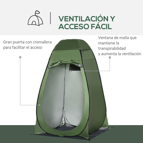 Outsunny Tienda de Ducha Verde 126 x 124 x 189 cm 2
