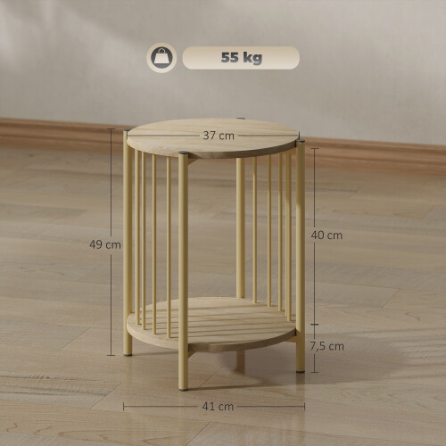 Homcom Mesa Auxiliar Marrón 41 x 41 x 49 cm 2
