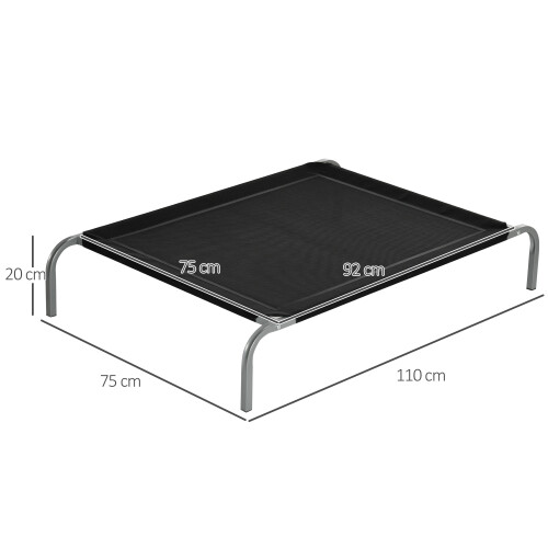 PawHut Cama Elevada Perros Negro 110 x 75 x 20 cm 1