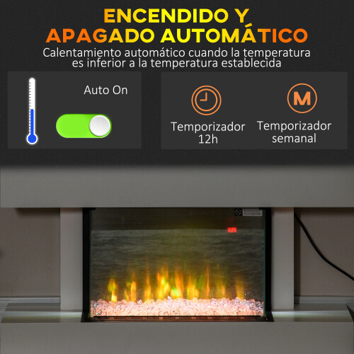 Homcom Chimenea Eléctrica Blanco 98 x 27 x 54.5 cm 1