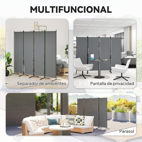 Outsunny Separador de Ambiente Gris 221 x 50 x 172 cm 2