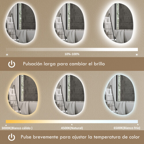 Homcom Espejo de Baño Gris 70 x 5 x 50 cm 1