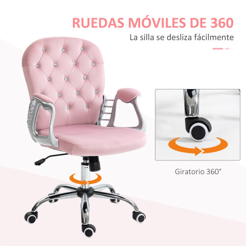Vinsetto Silla de Escritorio Rosa 59.5 x 60.5 x 103 cm 1
