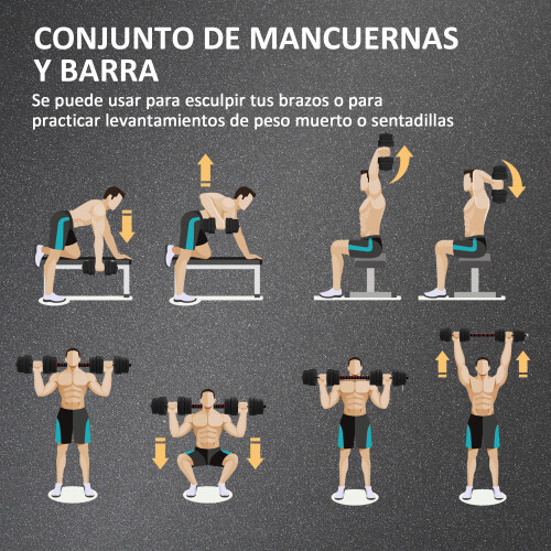 Homcom Juego de Mancuerna Negro 50 x 21 x 21 cm 2