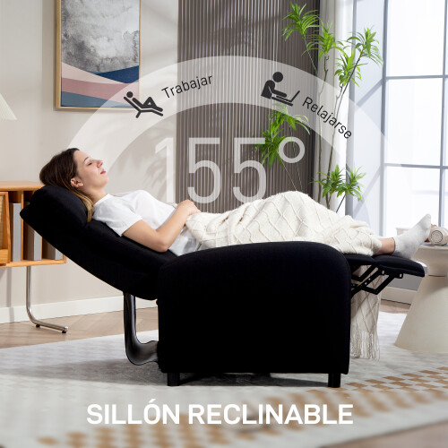 Homcom Sillón Relax Reclinable Negro 67 x 87 x 98 cm 1